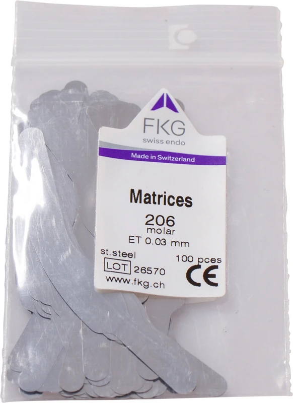 FKG Matrizen  Packung  100 Stück 206, ET 0,03 mm, Molar