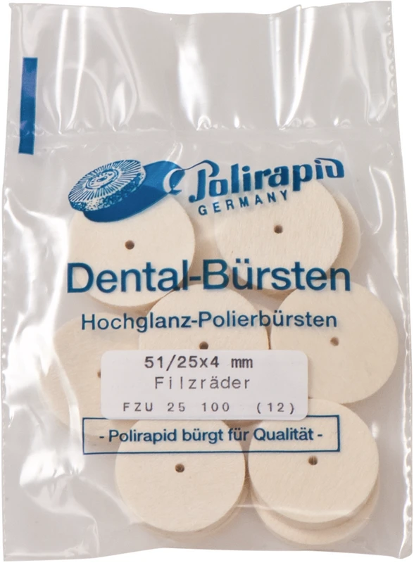Filzräder  Packung  12 Stück unmontiert, Filz, Figur Rad, Ø 25 mm, S: 4 mm