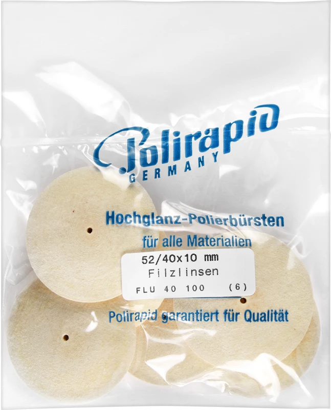 Filzlinsen  Packung  6 Stück unmontiert, Filz, Figur Linse, Ø 40 mm, S: 10 mm