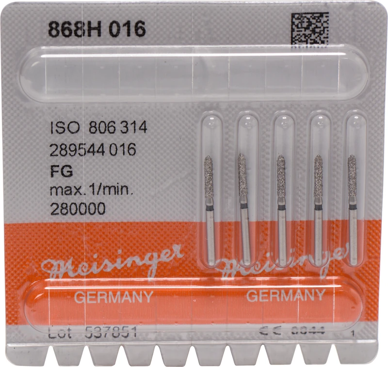 Diamanten 868  Packung  5 Stück schwarz super grob, FG, Figur 289 Torpedo, 8 mm, ISO 016