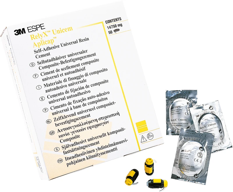 RelyX Unicem  Packung  50 Aplicap Kapseln (24 x A2 universal, 16 x transluzent, 10 x A3 opak), 10 Verlängerungskanülen