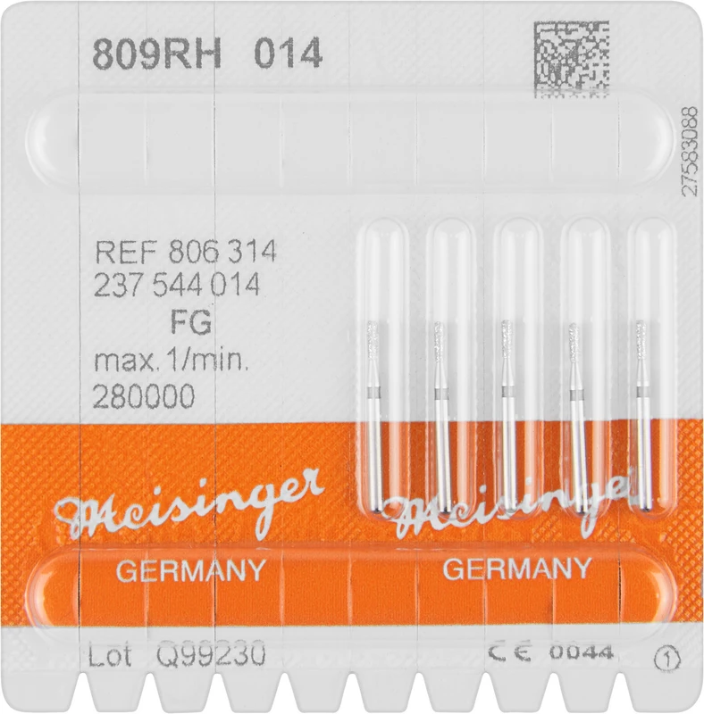 Diamanten 809  Packung  5 Stück schwarz super grob, FG, Figur 237 Birne rund, 3,7 mm, ISO 014