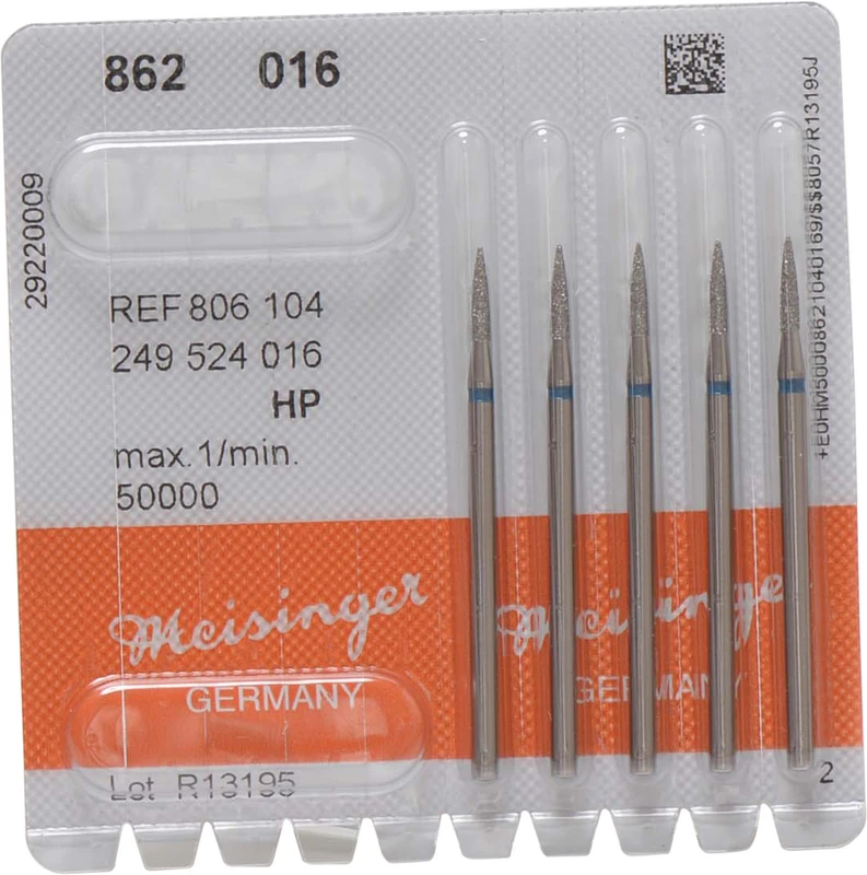 Diamanten 862  Packung  5 Stück blau mittel, HP, Figur 249 Flamme, 8 mm, ISO 016