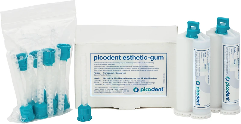 picodent® esthetic-gum  Set  2 x 50 ml Doppelkartusche, 12 Mischkanülen