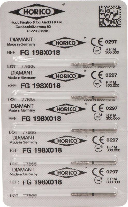 Diamantschleifer 198  Packung  5 Stück schwarz x-grob, FG, Figur 198, 8 mm, ISO 018