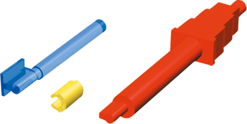 PRECI-VERTIX Patrize Standard  Set  6 Patrizen mit angesetztem Parallelhalter, 6 gelbe Matrizen, 1 Eindrückstift