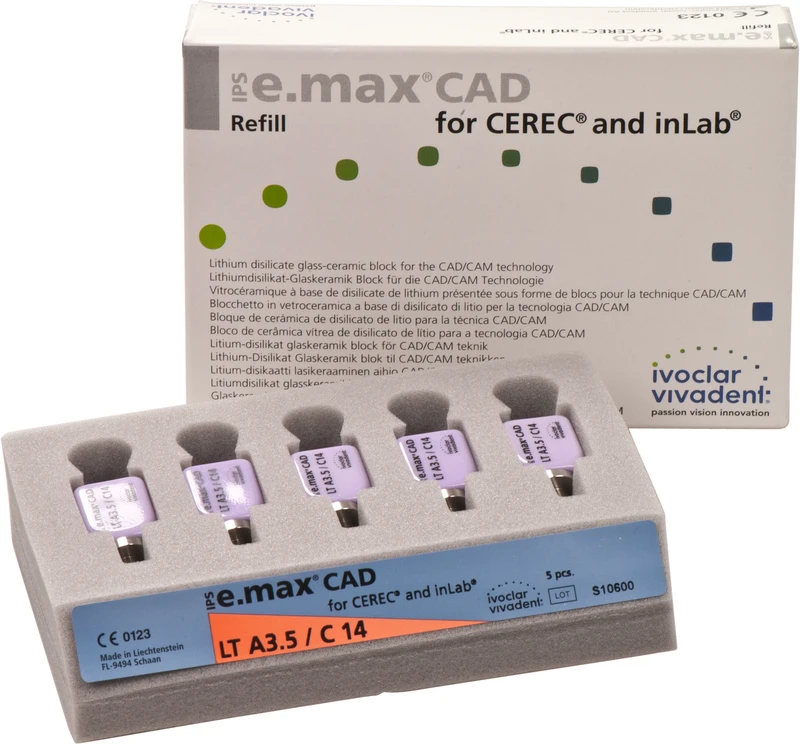 IPS e.max CAD for CEREC\inLab  Packung  5 Stück Gr. C14, A3,5 LT
