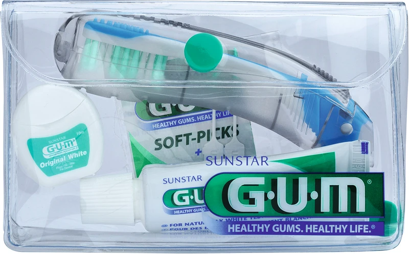 GUM® Original White Reiseset  Set  Zahnbürste, 12 ml Zahnpasta, 10 m Zahnseide, 2 Interdentalreiniger