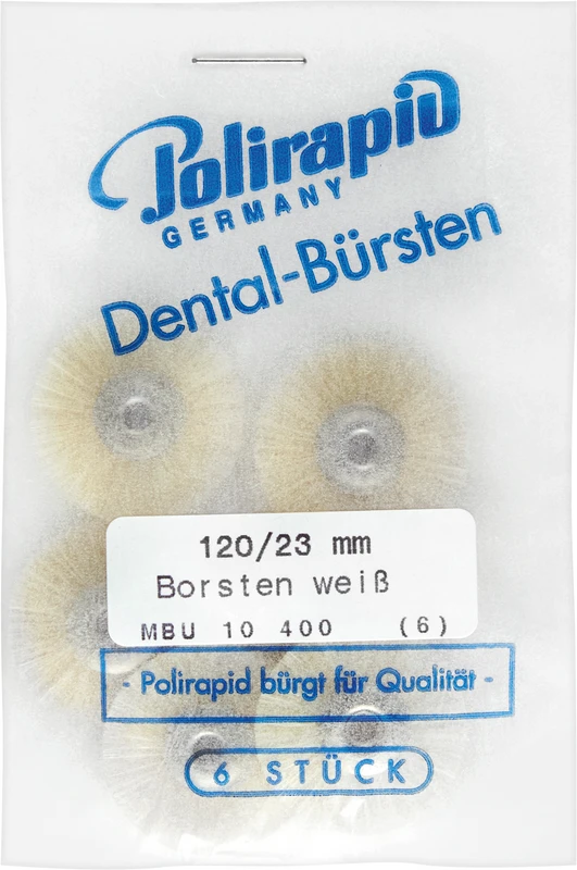 Miniaturbürsten  Packung  6 Stück unmontiert, Chungking Borste weiß, Ø 23 mm