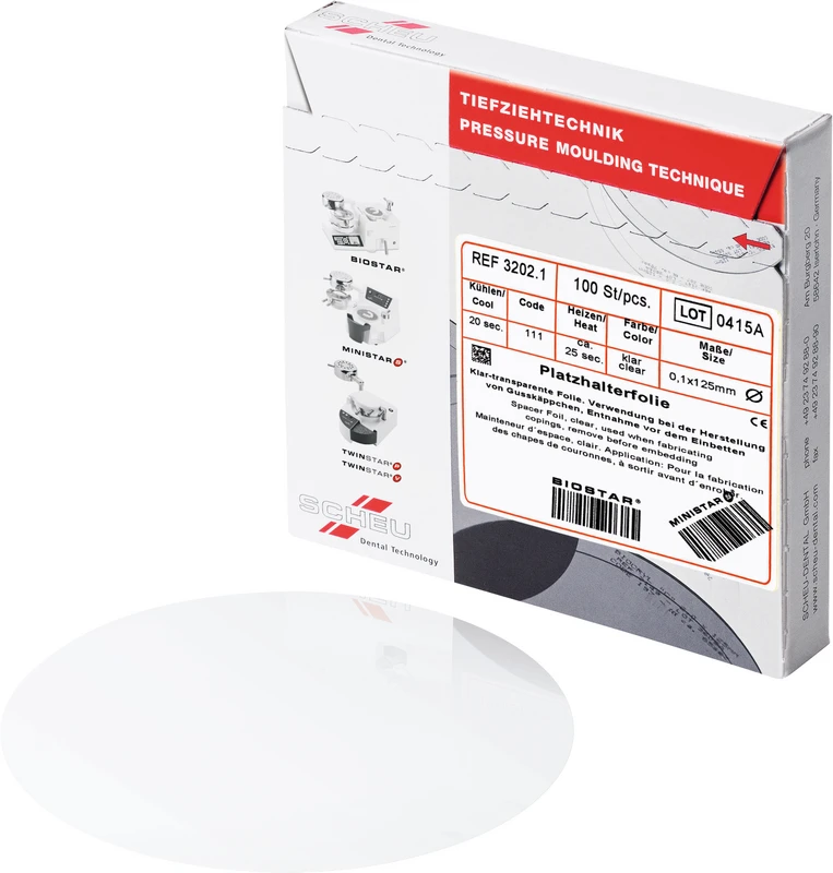 Platzhalterfolie  Packung  100 Folien klar 0,1 x 125 mm