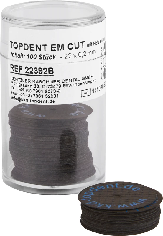 TOPDENT EM-Cut  Packung  100 Stück glasfaserverstärkt, Ø 22 mm x 0,2 mm