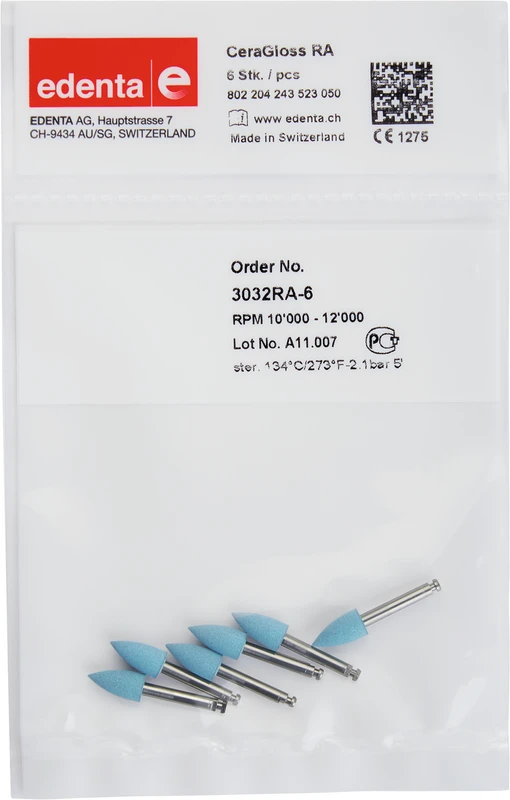 CeraGloss  Packung  6 Stück blau, RA, Figur 243, 10 mm, ISO 050