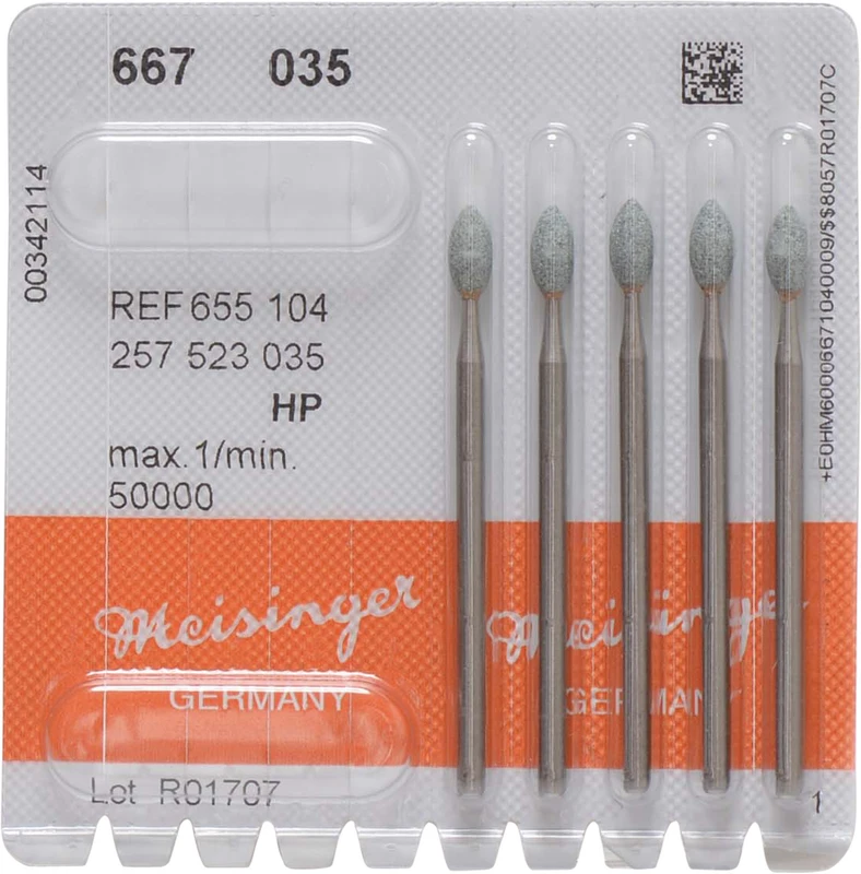 Keramische Schleifer 667  Packung  5 Stück grün mittel, HP, Figur 257, 7 mm, ISO 035