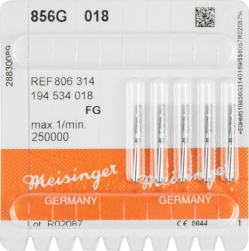 Diamanten 856  Packung  5 Stück grün grob, FG, Figur 194 Konus rund, 8 mm, ISO 018