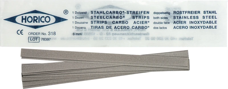 Stahlcarbo® Streifen  Packung  12 Stück doppelseitig, 8 mm breit, Stärke 0,2 mm
