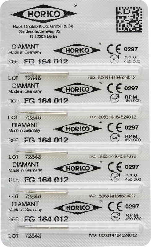 Diamantschleifer 164  Packung  5 Stück FG, Figur 164, 6 mm, ISO 012