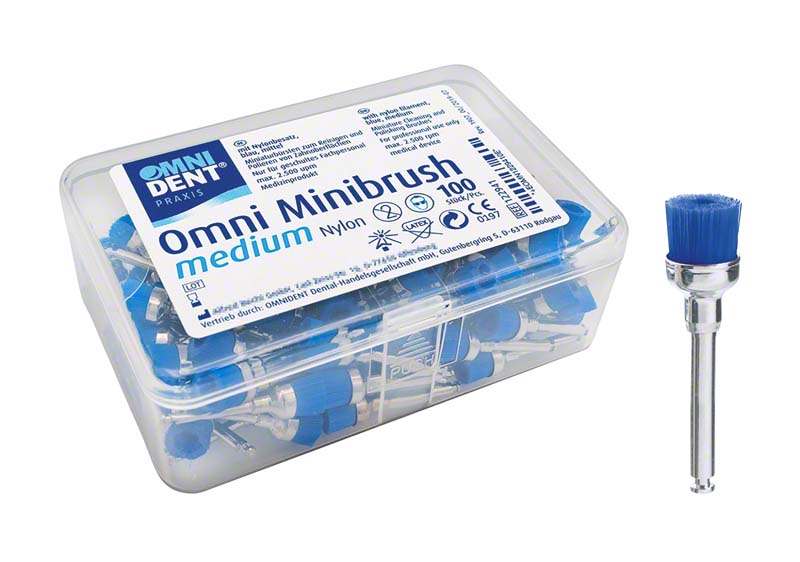 Omni Minibrush  Packung  100 Stück Nylonborsten medium, blau