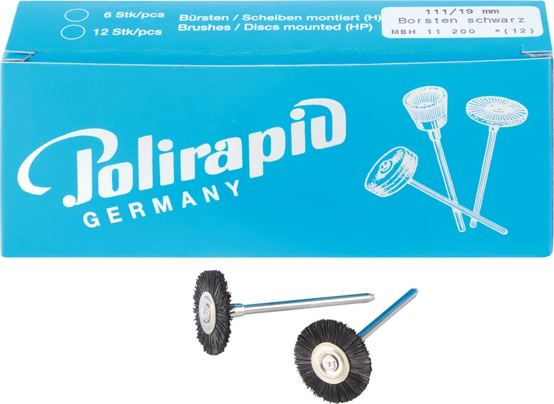 Miniaturbürsten  Packung  12 Stück HP, Chungking Borste schwarz, Ø 19 mm