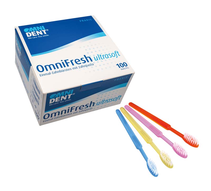 OmniFresh Ultrasoft  Karton  100 Stück sortiert (blau, orange, pink, gelb)
