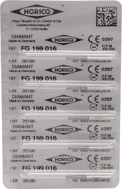 Diamantschleifer 199  Packung  5 Stück FG, Figur 199, 10 mm, ISO 016