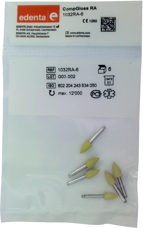 CompGloss  Packung  6 Stück gelb, RA, Figur 243, 10 mm, ISO 050