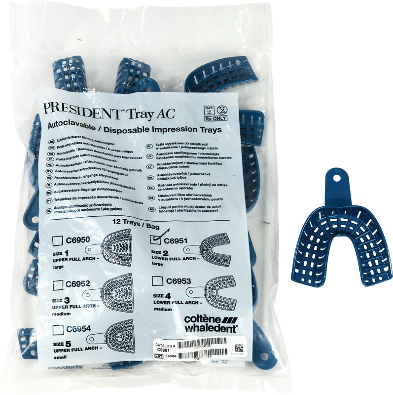 PRESIDENT® Abformlöffel AC  Packung  12 Stück Unterkiefer Gr. 2, groß