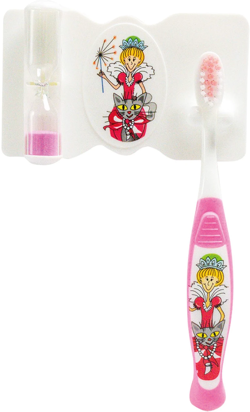 Omni Kinder-Zahnputzset  Set  Fee (1 Zahnbürste, 1 Wandhalterung inklusive Sanduhr)