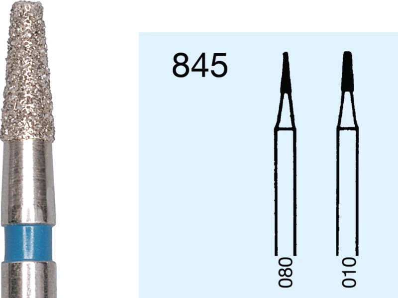 Omni Diamanten 845  Packung  5 Stück rot fein, FG, Figur 544 Konus Kante rund, 4 mm, ISO 016