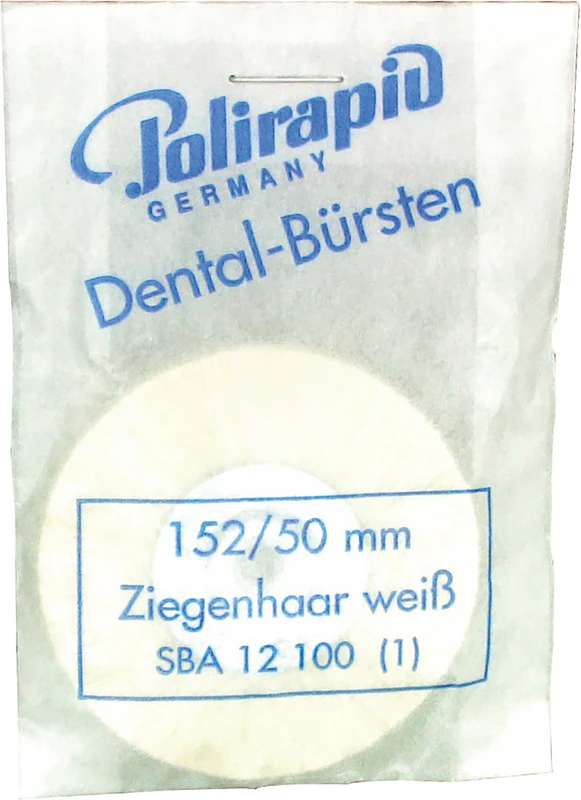 Schmalbürsten  Stück  mit Aluzentrum, Ziegenhaar weiß, Ø 50 mm, S: 5 mm