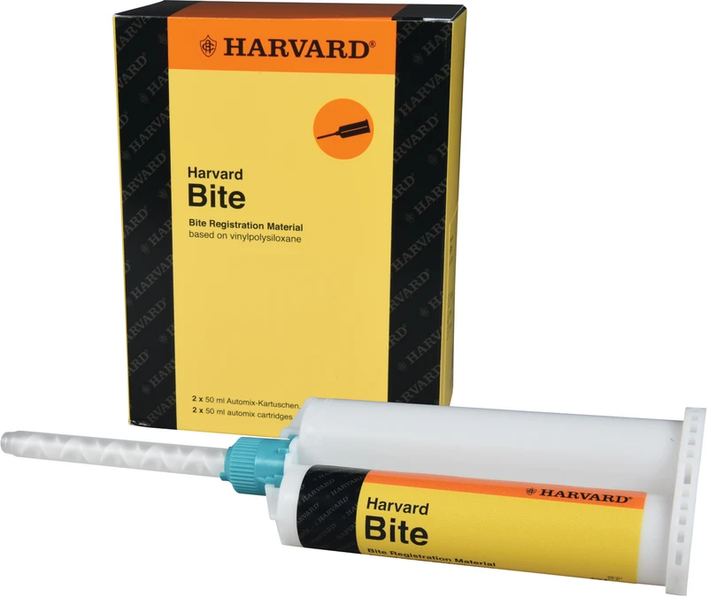 Harvard Bite  Packung  2 x 50 ml Doppelkartusche Vanille, 12 Mischkanülen gelb