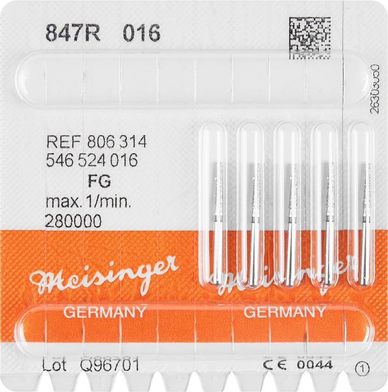 Diamanten 847  Packung  5 Stück blau mittel, FG, Figur 546 Konus Kante abgerundet, 8 mm, ISO 016