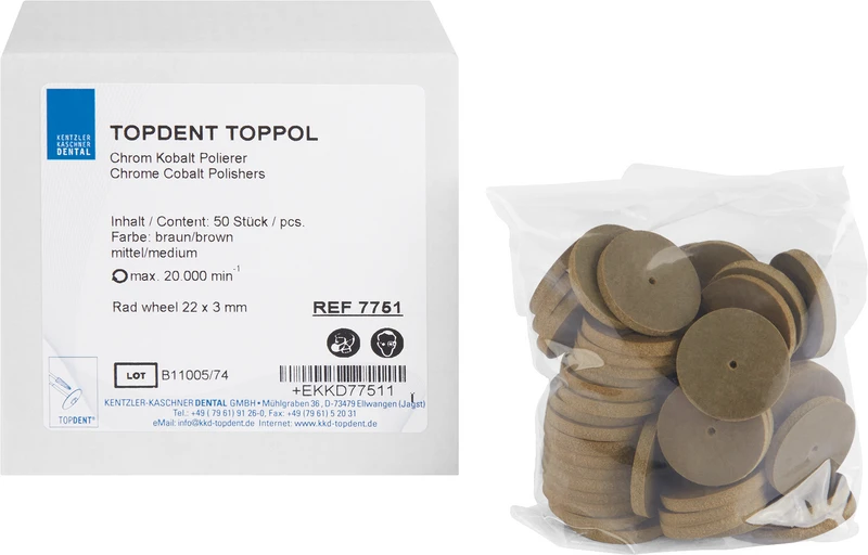 TOPDENT TopPol Co-Cr Polierer  Packung  50 Stück mittel, Rad 22 x 3 mm
