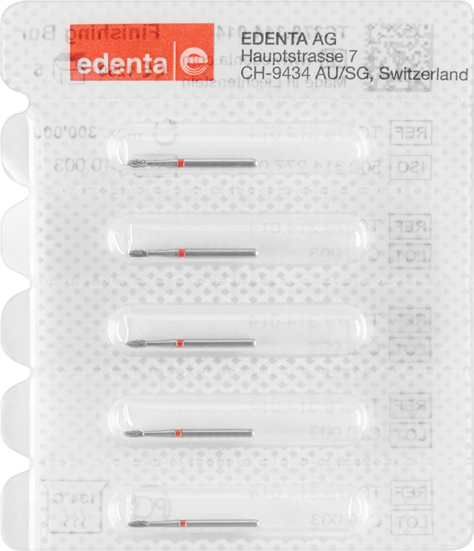 HM-Finierer TC379  Packung  5 Stück rot, 12 Schneiden, FG, Figur 277 Eiform, 3,1 mm, ISO 014