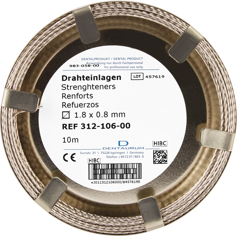 Drahteinlagen  Rolle  10 m verseilt, flach gewalzt, Ø 1,80 x 0,80 mm