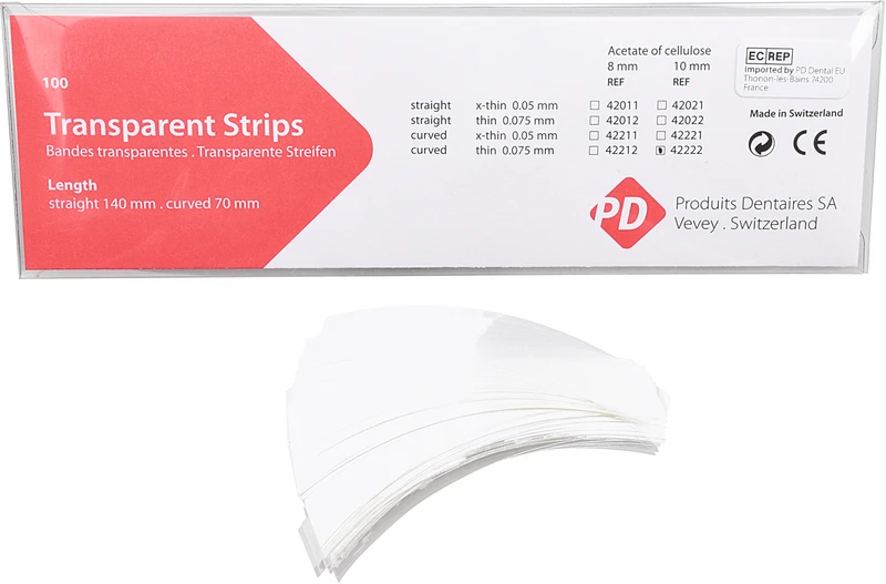 Transparente Streifen  Packung  100 Stück Länge 70 mm, Breite 10 mm, dünn, gebogen