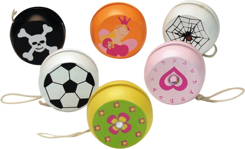 Jo-Jo  Packung  24 Stück Ø 45 mm, aus Holz, sortiert