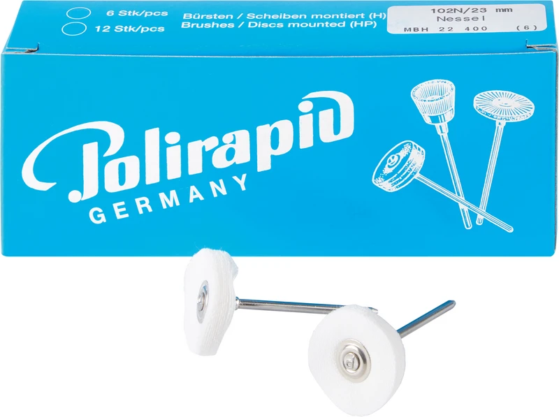 Miniaturbürsten Scheibe  Packung  6 Stück HP, Nessel, Ø 23 mm