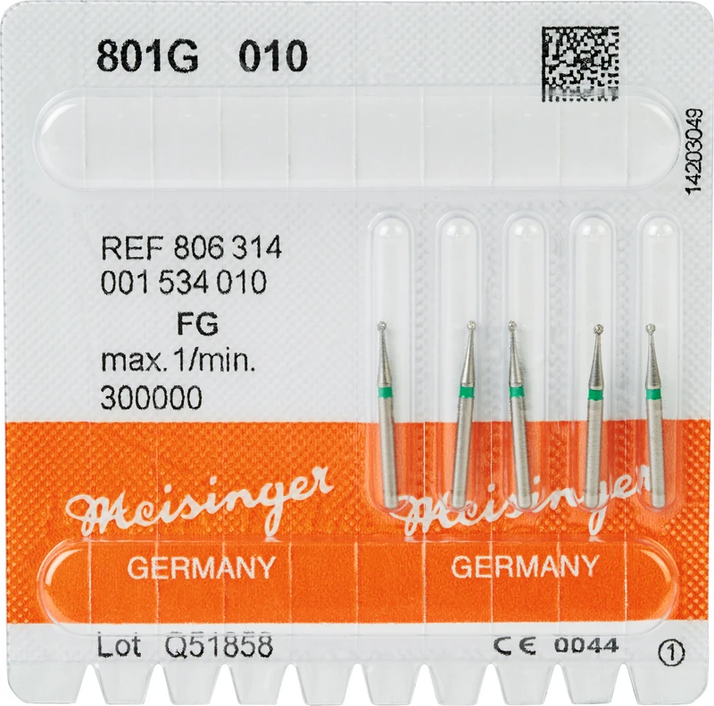 Diamanten 801  Packung  5 Stück grün grob, FG, Figur 001 Rund, ISO 010