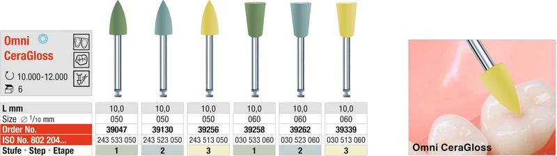 Omni CeraGloss  Packung  6 Stück blau, RA, Figur 030 Kelch, 10 mm, ISO 060