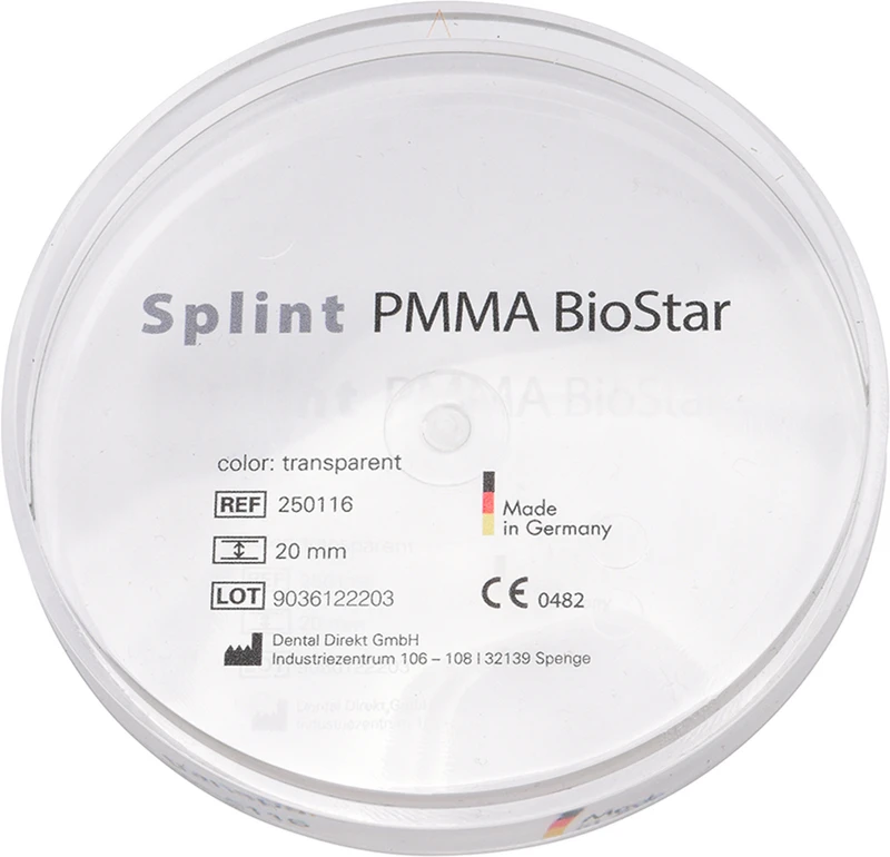 Splint PMMA BioStar  Stück  H 20 mm, transparent