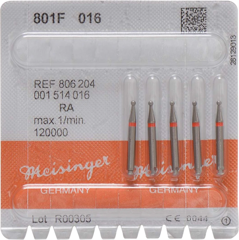 Diamanten 801  Packung  5 Stück rot fein, RA, Figur 001 Rund, ISO 016