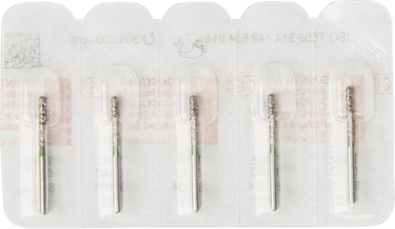 Turbo Diamanten T882  Packung  5 Stück grün grob, FG, Figur 142 Zylinder rund, 10 mm, ISO 014