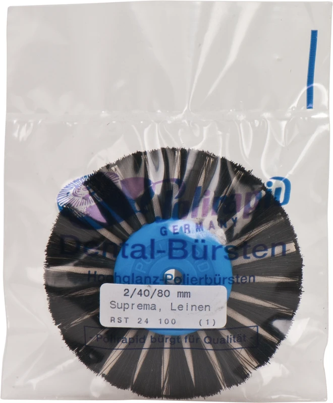 Suprema Rundbürsten Einlage  Stück  mit KK, 2-reihig, Chungking x-steif schw., E: Leinen, spitz, Kern: Ø 40 mm, Außen: Ø 80 mm