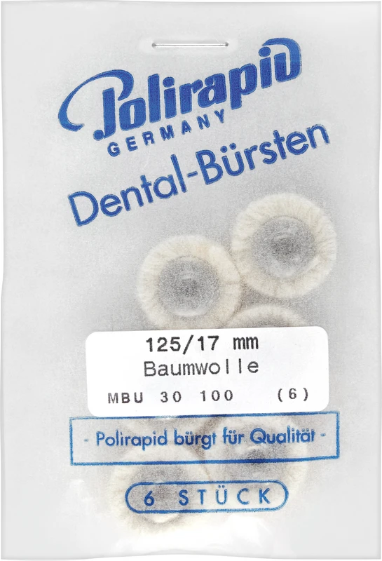 Miniaturbürsten Garn  Packung  6 Stück unmontiert, Baumwollgarn weich, Ø 17 mm