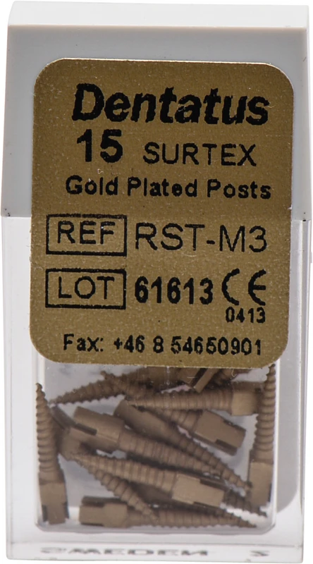 Classic Surtex vergoldete Wurzelstifte  Packung  15 Stück 9,3 mm, Ø 1,35 mm, Größe 3