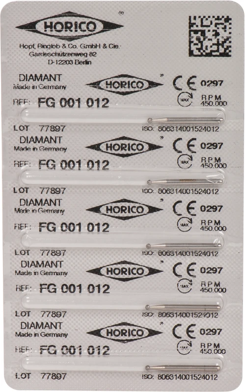 Diamantschleifer 001  Packung  5 Stück FG, Figur 001, ISO 012