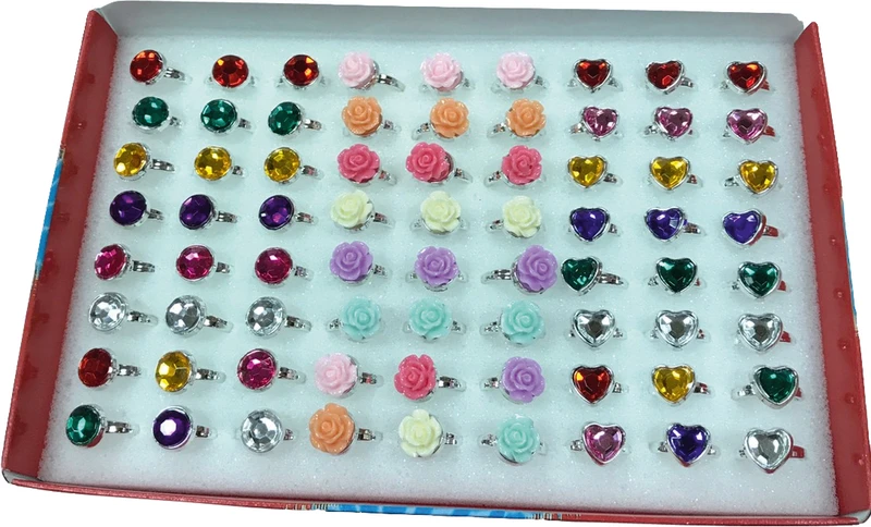 Ringe mit Herz und Blume  Packung  72 Stück