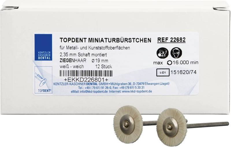 TOPDENT Ziegenhaarbürste  Packung  12 Stück weiß weich, Ø 19 mm