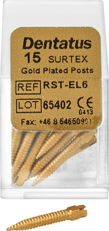 Classic Surtex vergoldete Wurzelstifte  Packung  15 Stück 14,2 mm, Ø 1,8 mm, Größe 6