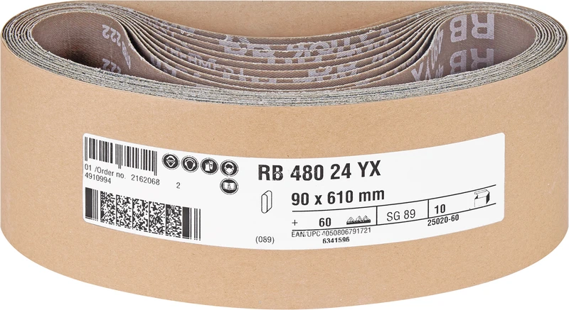 Gewebeschleifbänder  Packung  10 Stück für Amann Girrbach, 90 x 610 mm, 60 µm